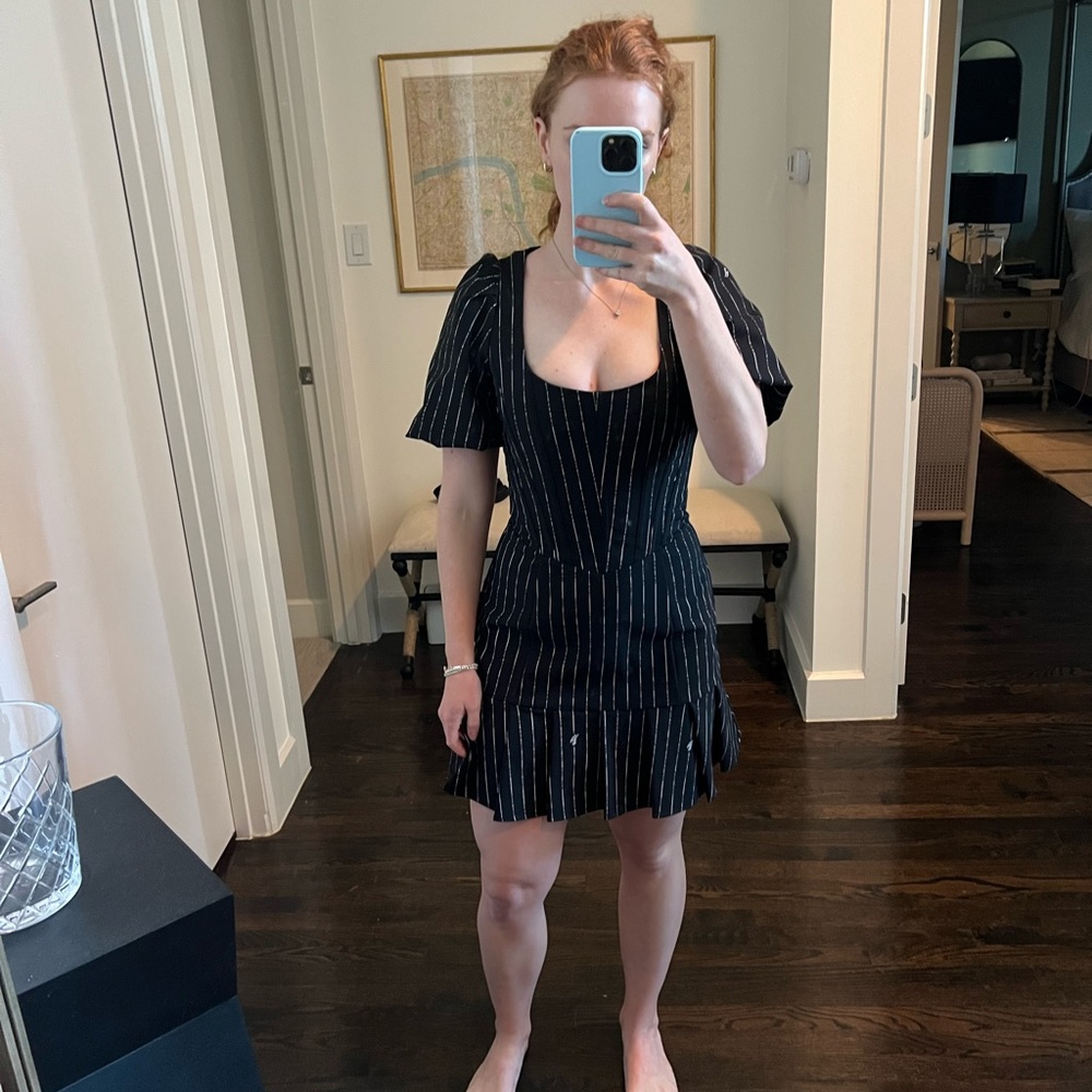 Black corset puff sleeve dress